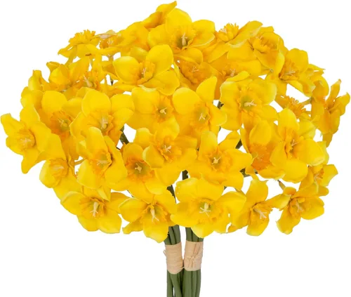 Vista 6 de Briful 12 tallos de narcisos artificiales, 2 racimos de flores artificiales de tacto real, flores de narciso falsas de seda de 9 pulgadas, ramo