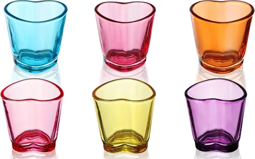 Vista 6 de Juego de vasos de chupito con forma de corazón, lindo vaso de chupito rosa para accesorios de carrito de bar, 1.5 onzas (6, azul)