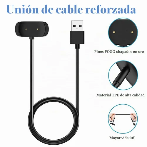 Vista 3 de Cable de carga para Amazfit Bip 5/3/U, T-Rex Pro, GTR Mini, GTR 2/2e, GTS 4 Mini, GTS 2/2e Smartwatch (paquete de 2, 3.3 pies/39.4 in)