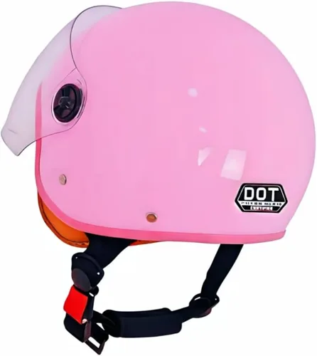 Vista 4 de Casco de motocicleta eléctrico retro para niños y jóvenes 3/4 medio, lindo casco de media cara abierto para niños, aprobado por DOT, casco