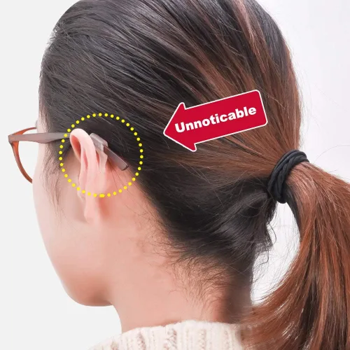 Vista 4 de SAIGO Ganchos antideslizantes para las orejas, retenedores de lentes de silicona para lentes de sol, 10 pares, color negro