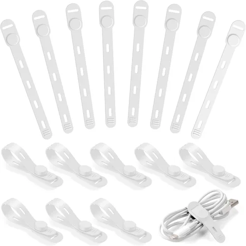 Vista 14 de Kit organizador de cables de 48 piezas, bridas de silicona reutilizables, clips adhesivos fuertes para gestión de cables, gestión de cables