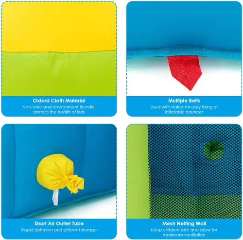 Vista 8 de Costzon - Casa inflable para niños, con tobogán acuático con pared de escalada, zona de salto, piscina pequeña, incluye bolsa de transporte de tela