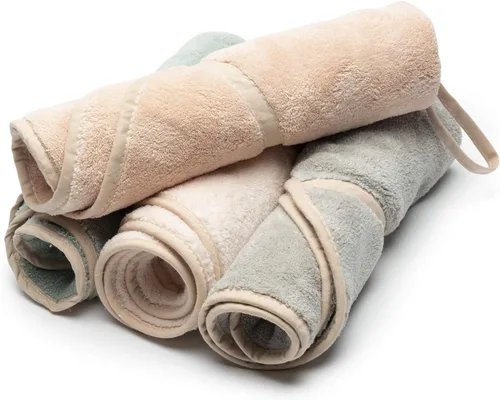 Vista 3 de R HORSE 4 toallas de mano colgantes con lazo absorbente de forro polar coral, toallas de mano suaves y gruesas, toallas secas para cocina y baño