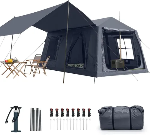 Vista 5 de Inflatable Tents for Camping, Large Blow Up Tent with Hand Pump, Easy Setup InflatableTent 4 Season Tent, Waterproof Oxford Air Glamping Tents for