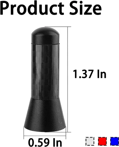 Vista 2 de Antena corta para coche, Antena aérea universal rechoncha de 3.5cm, Antena mini de coche de fibra de carbono con rosca de aleación de aluminio