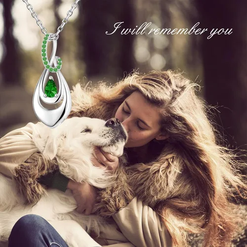 Vista 4 de Collar de ceniza de plata de ley 925, colgante conmemorativo de lágrima de circonita cúbica, collar de urna infinita para cenizas para mujer