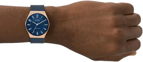 Vista 5 de Skagen Men's Grenen Three-Hand Date Watch with Steel Mesh or Leather Band