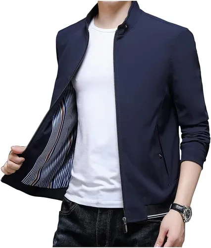 Vista 5 de HaoMay Chaquetas ligeras con cremallera completa para hombre