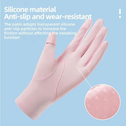 Vista 5 de OHRAIN Guantes de protección solar UV para mujer, guantes de ciclismo para pantalla táctil, guantes antideslizantes para entrenamiento de fitness