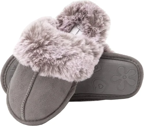 Vista 4 de Jessica Simpson - Pantuflas de piel sintética para niña, cómodas, sin cordones, de espuma viscoelástica, para usar en el hogar