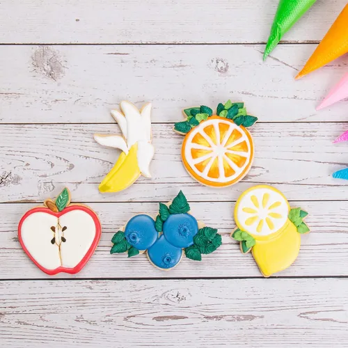Vista 5 de Apple Cookie Cutters with Embosser Stamp 3D Printed PLA Citrus Fruit Shape 3 Inch Summer Citrus Party Birthday Baking Supplies