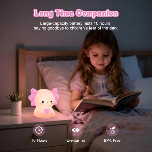 Vista 6 de Luz nocturna para niños con altavoz inalámbrico, portátil de 7 colores, lámpara de noche de tacto cálido regulable con control remoto, máquina