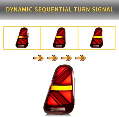 Vista 4 de VLAND LED Luces Traseras Rojas Compatibles Para [2001-2006 BMW Mini Cooper R50 R52 R53 y Mini Cooper Hatchback/Convertible de 1ª generación] Con