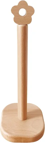 Vista 8 de Soporte para toallas de papel, soporte de rollo de cocina de madera (bola negra)