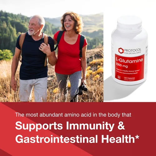 Vista 3 de PROTOCOL FOR LIFE BALANCE L-Glutamina 1000mg - Aminoácido - Tejido muscular, salud intestinal Salud inmunológica - 120 cápsulas vegetales