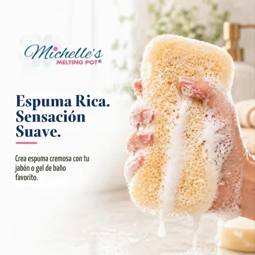 Vista 2 de Michelle's Melting Pot Esponja de baño de espuma para ducha, 3 unidades (amarillo suave)