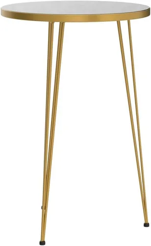 Vista 5 de Juego de 2 mesas auxiliares redondas de madera para sofá para espacios pequeños, mesita de noche con patas de metal para dormitorio, sala de estar