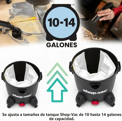 Vista 6 de Bolsa de filtro colección desechable Shop-Vac 9066200, de 10 – 14 galones, 3