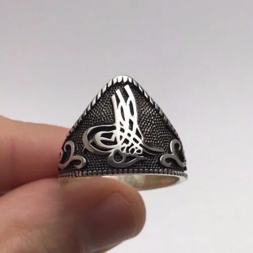 Vista 4 de Anillo de plata de ley 925 para hombre con diseño otomano turco