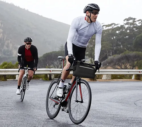 Vista 8 de Bolsa de manillar de bicicleta de gran capacidad para bicicleta Bolsa delantera impermeable para bicicleta de montaña, bolsa de marco para bicicleta