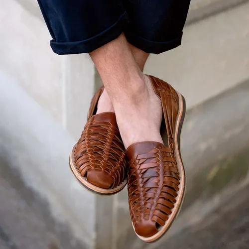 Vista 4 de Nisolo Sandalias Huarache para hombre, sin cordones, impermeables, flexibles, transpirables y cómodas huaraches mexicanos para hombres, jóvenes