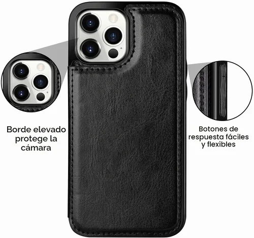 Vista 3 de HianDier Funda tipo cartera compatible con iPhone 13 Pro MAX 5G de 6.7 pulgadas, funda protectora delgada con ranuras para tarjeta de crédito, tapa