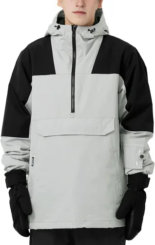 Vista 7 de Actleis Chaqueta de Snowboard Tipo Pullover para Hombre Impermeable con Capucha Aislada Chaqueta de Esquí Abrigo de Nieve Cálido de Invierno