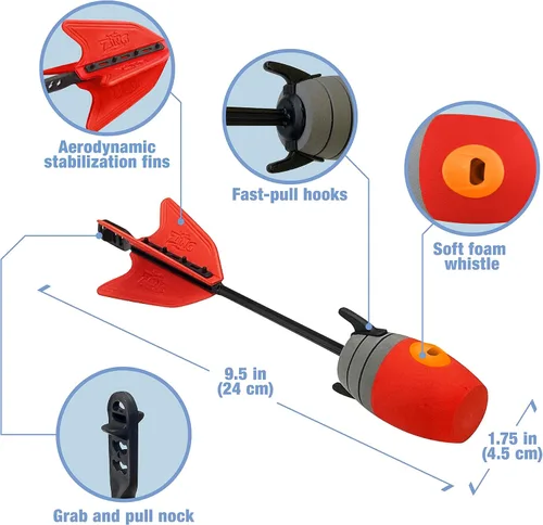 Vista 3 de Zing Zonic - Paquete de recambio de flechas silbantes, 10 flechas rojas, compatible con HyperStrike Firetek Z-Tek Z-Curve Z-Bow para niños Rojo