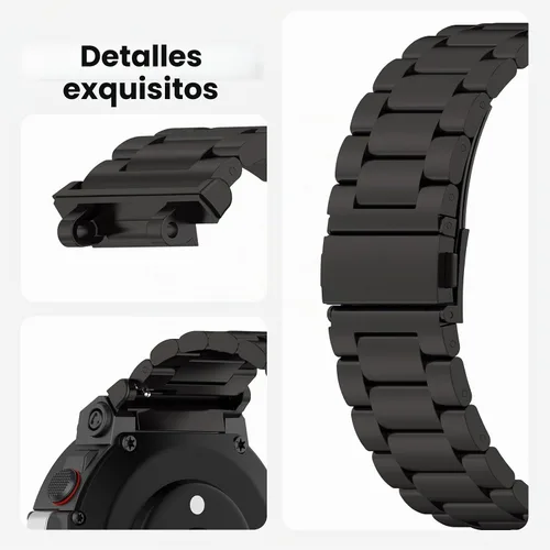 Vista 3 de E ECSEM Bandas compatibles con Amazfit T-Rex 2 Band Men Metal Ajustable Acero Inoxidable Cool Pulsera Accesorios Correa de repuesto para Amazfit