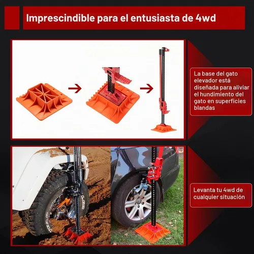 Vista 5 de BUNKER INDUST Farm Jack de 48" con Jack Base Mate, Placa de Soporte de Gato de Alta Elevación para Neumáticos Todo Terreno Arena Barro Nieve Kit