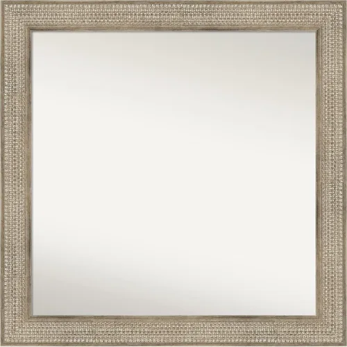 Vista 309 de Amanti Art Espejo de baño plateado para sobre fregadero, 26 x 26 pulgadas, espejo cuadrado de níquel pulido, marco de madera tradicional mediano, se