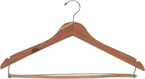 Vista 27 de Household Essentials 26140 CedarFresh - Juego de 4 perchas de madera de cedro rojo con barra fija y gancho giratorio, color marrón y rojo