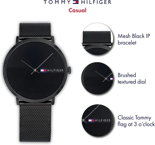 Vista 4 de Tommy Hilfiger Reloj deportivo de cuarzo de acero inoxidable y malla para hombre color negro Modelo 1791464 Negro - Reloj de cuarzo