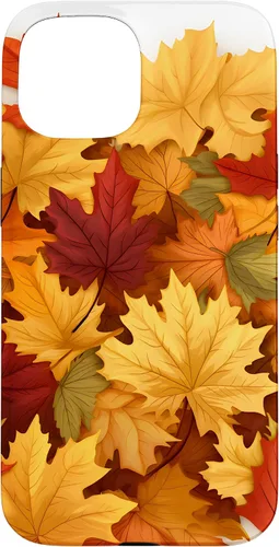 Vista 6 de Carcasa para iPhone 16 con texto en inglés "Fall Foliage Gathering of Autumn Leaves