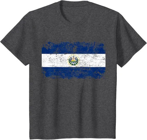 Vista 29 de EL SALVADOR Bandera Vintage Hombres Mujeres Niños Camiseta EL SALVADOR