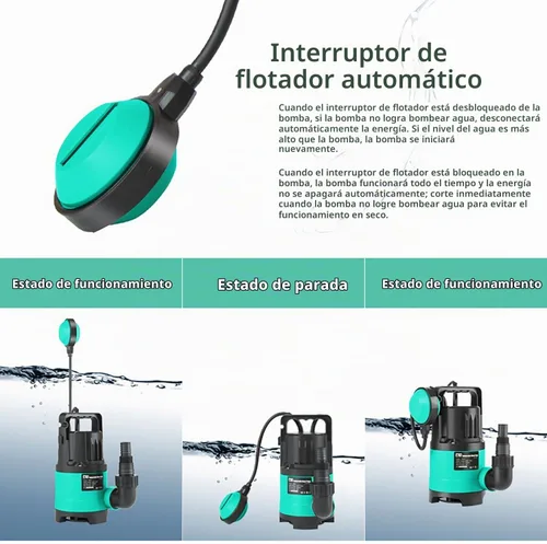 Vista 4 de Bomba de sumidero de 2000 GPH, bomba de agua sumergible Prostormer de 1/2 HP con interruptor de flotador automático, bomba de utilidad portátil