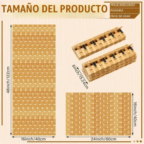 Vista 2 de Barydat - 2 alfombrillas de baño de bambú antideslizantes e impermeables