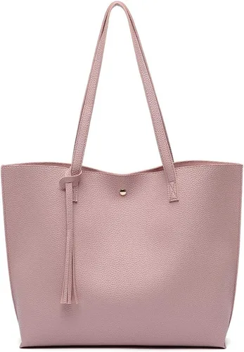 Vista 34 de Dreubea - Bolsa de hombro y de mano de piel sintética suave para mujer, con borla, de gran capacidad