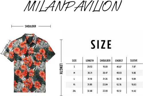 Vista 7 de milanpavilion Camisa hawaiana para hombre, camisa de verano con flores de playa, camisas de manga corta con botones para hombre