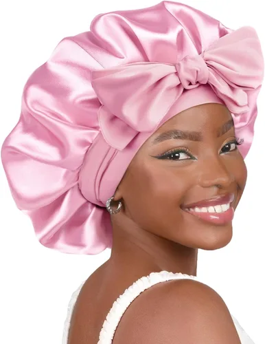Vista 13 de YANIBEST Gorro de seda ajustable para mujeres durmientes, gorro de satén de doble capa que reduce la fricción y evita el encrespamiento y el cabello