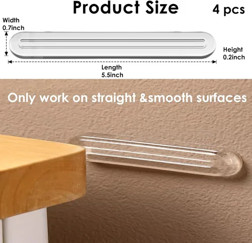 Vista 5 de 4 piezas de topes largos para muebles - Protectores de pared, tope de puerta de refrigerador, 5.5x0.7x0.2 pulgadas