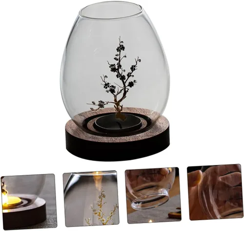 Vista 4 de Contenedor de vela transparente de vidrio para velas, cubierta de vela artesanal de vidrio, accesorio de decoración de velas, contenedor de cubierta
