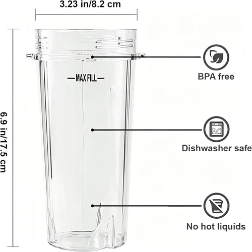 Vista 3 de Vasos de licuadora aptos para Ninja, piezas de repuesto de vasos de 16 onzas con tapas, accesorios de licuadora compatibles con Nutri Ninja Auto IQ