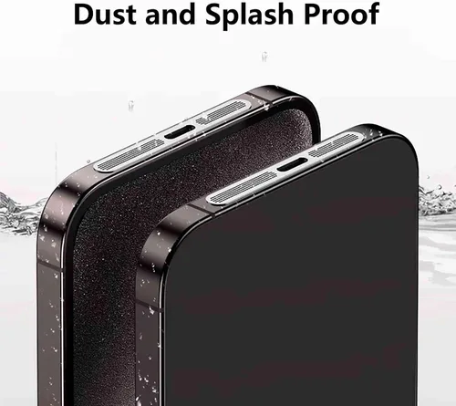 Vista 3 de para iPhone 16 Pro Max Auricular Parlante Malla Anti Polvo Adhesiva Cubierta - 5 PIEZAS / Negro