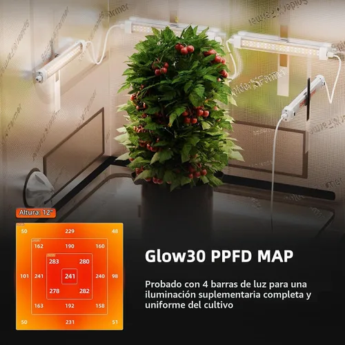 Vista 2 de Kits de luces de crecimiento LED Spider Farmer Glow30, lámpara de crecimiento integrada de espectro completo similar al sol, resistente al agua