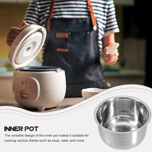 Vista 5 de UPKOCH Olla de arrocera interior de repuesto de acero inoxidable de 2 litros con escala de medición, olla multiusos para uso en cocina