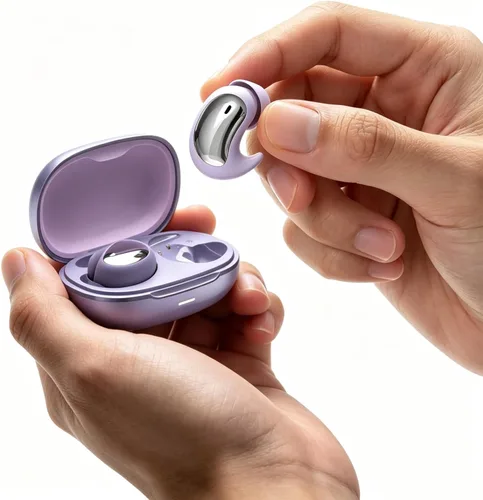 Vista 9 de Auriculares planos para dormir de lado, Bluetooth Mini invisible para dormir de lado, pequeños, inalámbricos, cómodos, para orejas pequeñas Negro