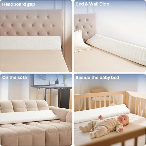 Vista 5 de Simpledad Almohada de cuña de tamaño individual para relleno de huecos de cama, almohada de cuña para espacio de cabecera (0-8 pulgadas), relleno