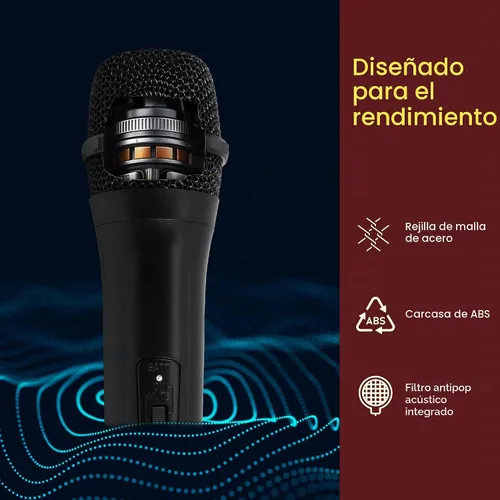Vista 5 de Pyle Sistema de Micrófono Inalámbrico VHF Portátil - Conjunto Transmisor de Micrófono Dinámico Unidireccional de Mano Profesional Operado por Negro